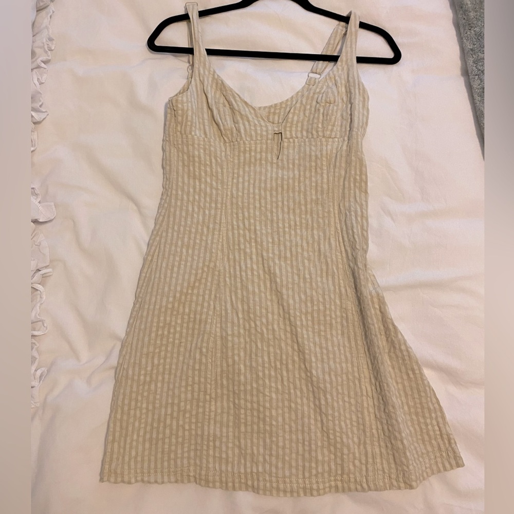 Urban Outfitters beige and white striped dress